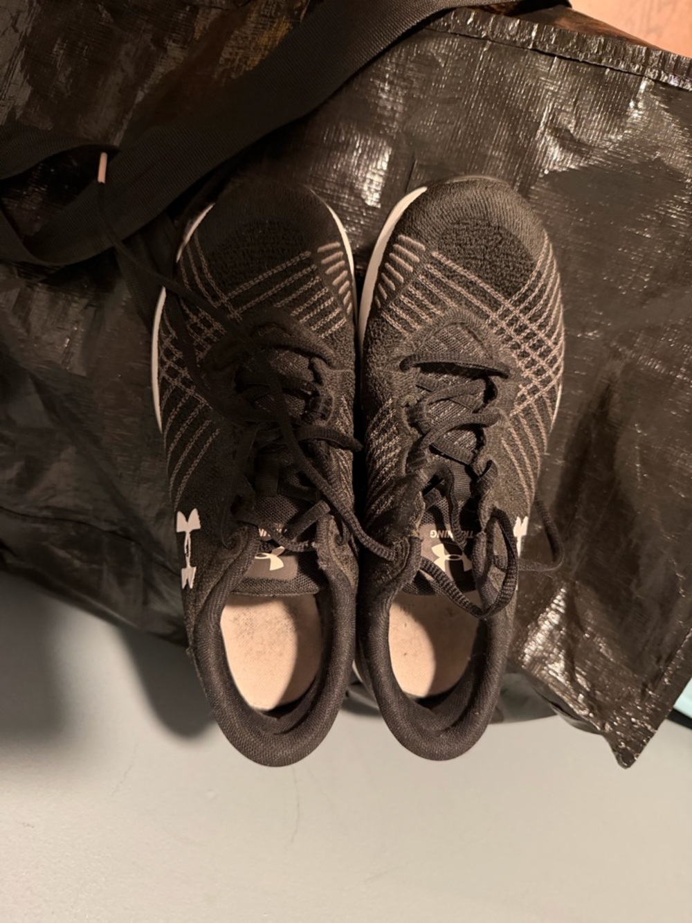 Under Armour Black Knit Athletic Sneakers with White Logo